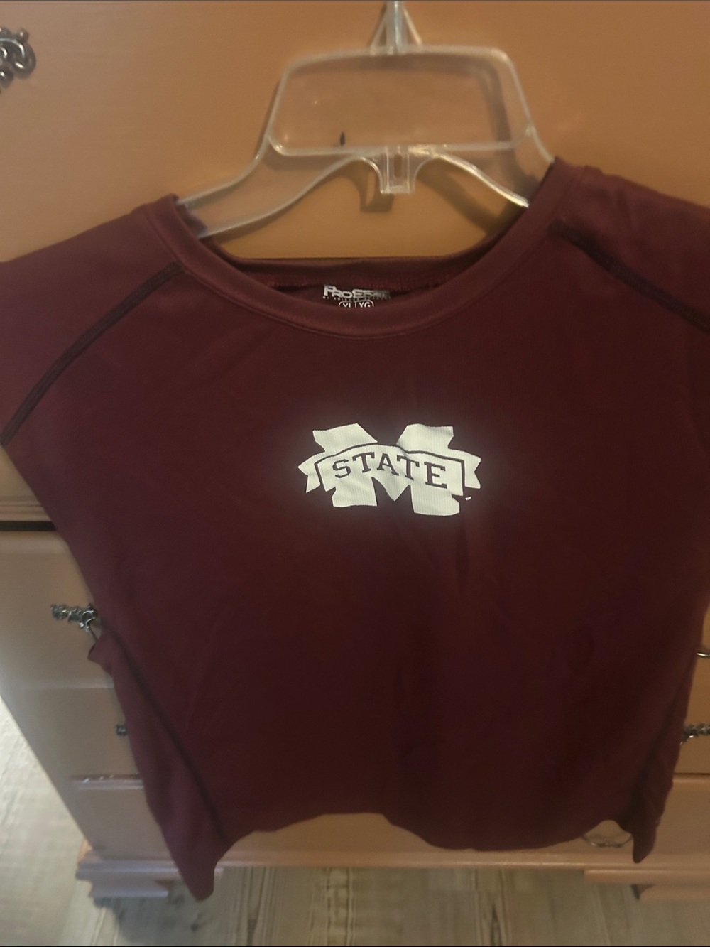 Pro Edge Maroon Short Sleeve Tee with White State Logo